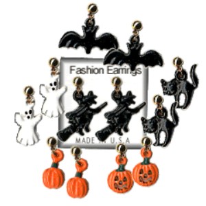 Halloween Dangle Pierced Earrings in 3 Dozen Counter Display