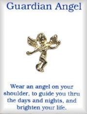 Guardian Angel Silver Plated Lapel Pins in 3 Dozen Display
