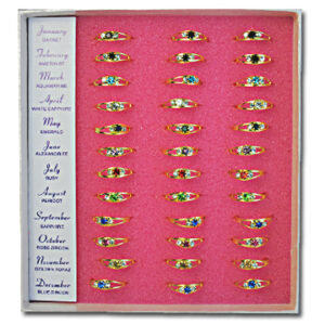 Birthstone Adjustable Rings in 3 Dozen Display