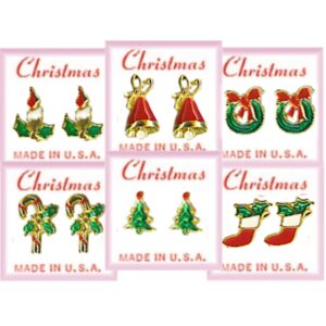 Christmas Pierced Earrings Assortment in 3 Dozen Display