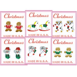 Christmas Mini Pierced Earrings in 3 Dozen Display