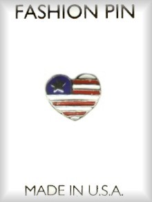 USA Heart Flag Pins in 3 Dozen Display