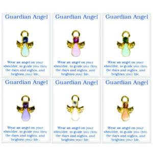Guardian Angel Crystal Stone Lapel Pins in 3 Dozen Display
